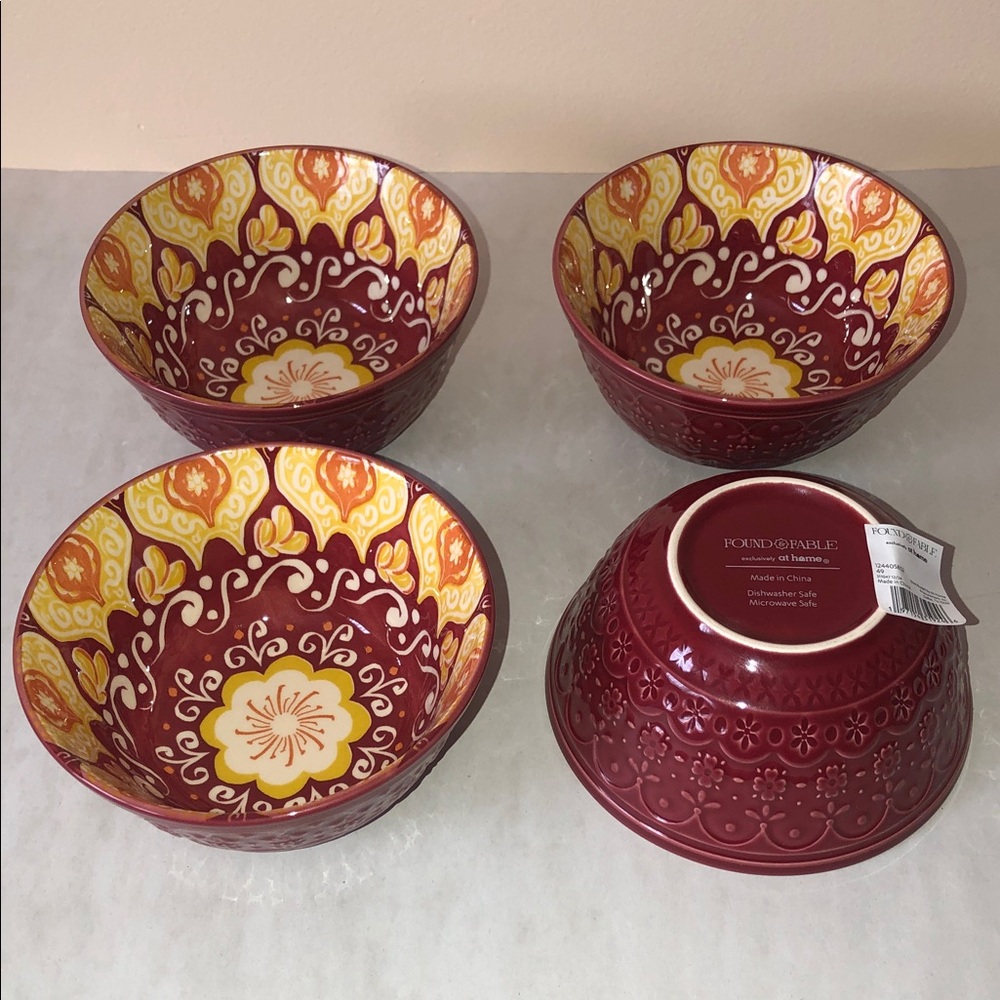 FOUND & FABLE 4 Kaleidoscope Stoneware Dip Bowls Set